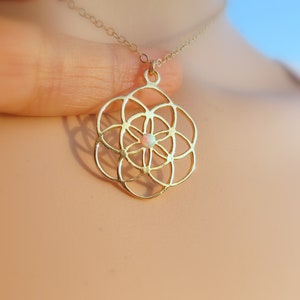 Seed of Life Necklace, Flower of Life Necklace, Gold Mandala Necklace, , Gold fill Mandala, Sacred Geometry, kabbalah Necklace, Gift Idea.