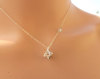 Merkaba Necklace, Merkaba Pendant, Kabbalah Jewelry, 3D Star of David, Sacred Geometry, Merkaba Charm, Kabbala 3D Star of David, Gift Idea.