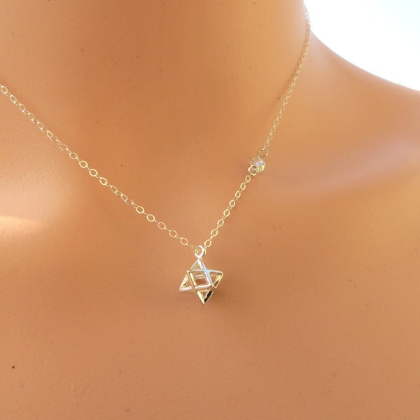 Merkaba Necklace, Merkaba Pendant, Kabbalah Jewelry, 3D Star of David, Sacred Geometry, Merkaba Charm, Kabbala 3D Star of David, Gift Idea.