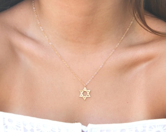 GOLD Star of David Necklace, Delicate Star Of David Necklace, Judaica Jewelry, David Star Necklace, Gold Magen David, Jewish Jewelry, Gift.