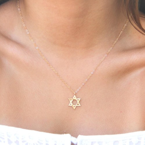 GOLD Star of David Necklace Delicate 