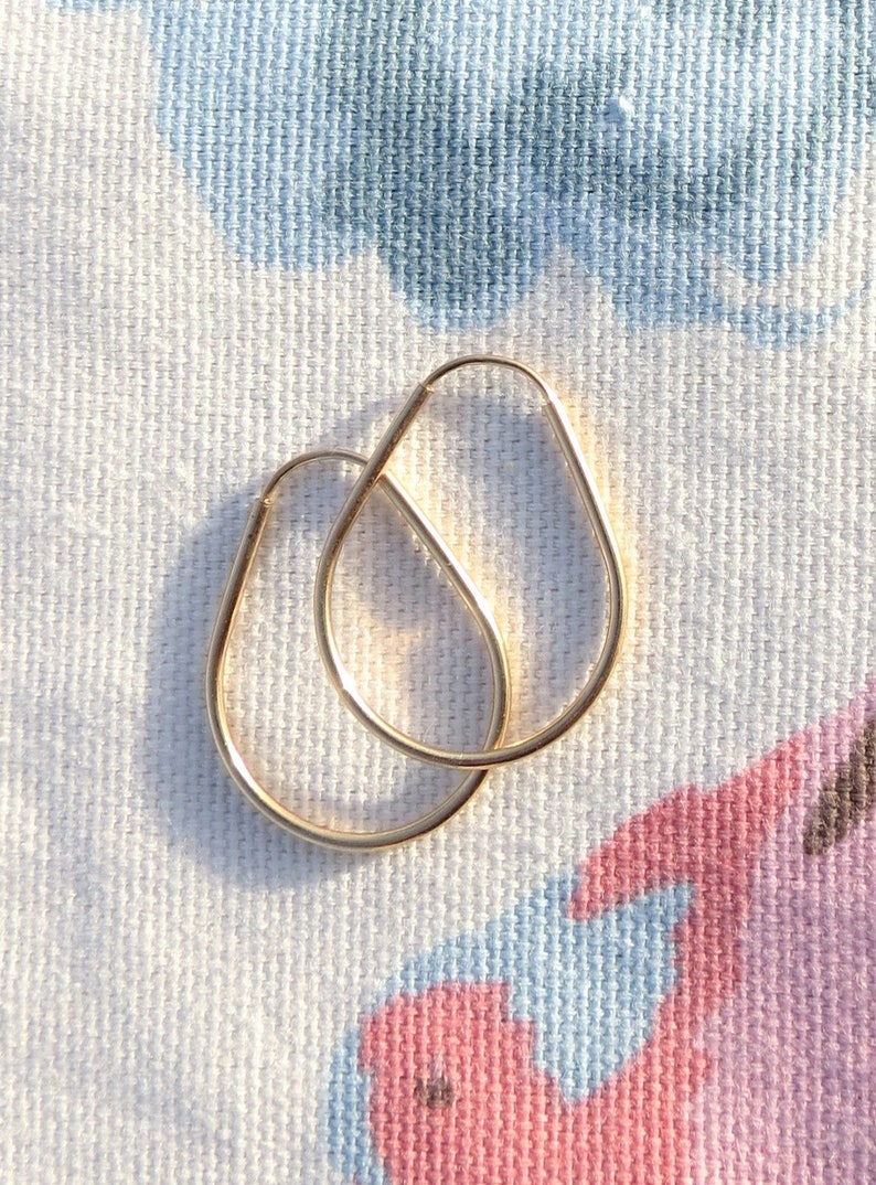 Gold Oval Hoop Earrings Oval Hoops Thin Gold Hoops Gold Etsy