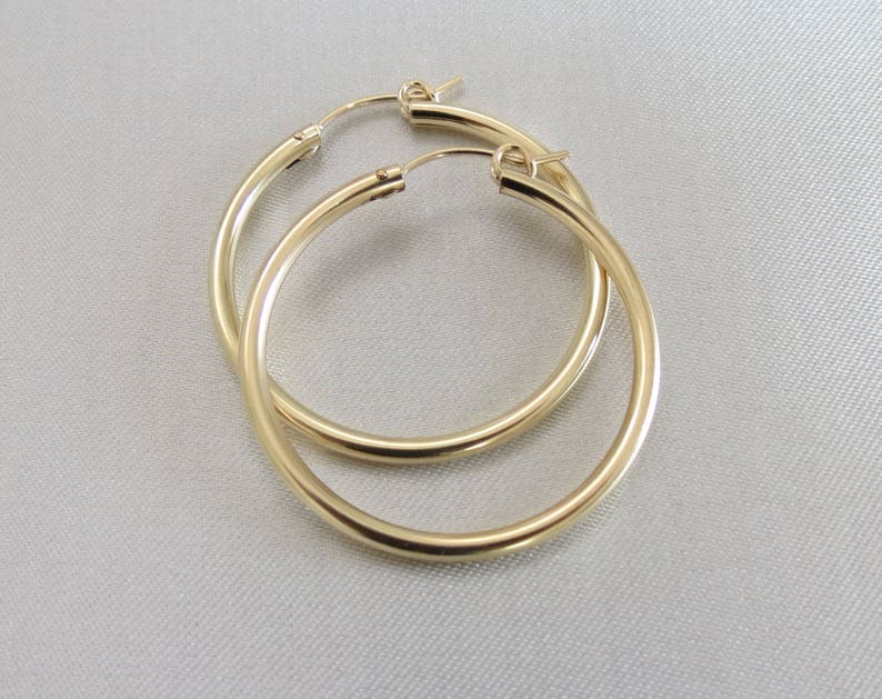 Gold Hoop Earrings Large Gold Hoops 2mm Thickness Hoops - Etsy