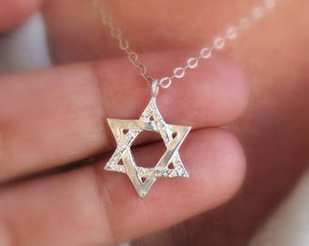 Star of David Necklace, Gold Filled Star of David Necklace, Sterling Silver Star of David Necklace, Jewish Star Necklace, Bat Mitzvah Gift.