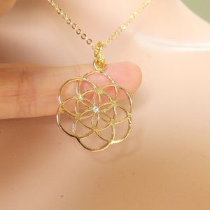 Seed of Life Necklace, Flower of Life Necklace, Gold Mandala Necklace, , Gold fill Mandala, Sacred Geometry, kabbalah Necklace, Gift Idea.