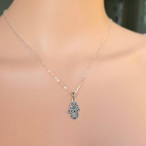Grote hamsahandketting, beschermingshand, sterlingzilveren hamsaketting, boze oog, hamsaketting, zirkonia, geluksbedel, kabbala.