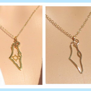 ISRAEL Map Halskette, Israel Halskette, Jüdischer Schmuck, Heiliges Land Halskette, Jüdisches Geschenk, Bat Mitzva Geschenk, Jedaica Schmuck, Jüdischer Stern, Geschenk.