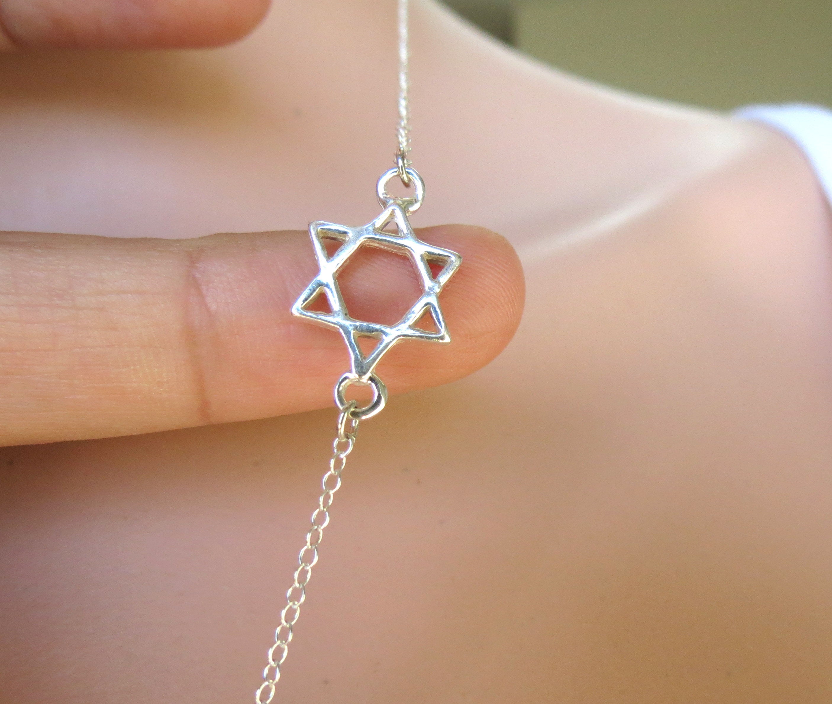 Mezuzah Necklace Sterling Silver Mezuzah Pendant Jewish Star Etsy