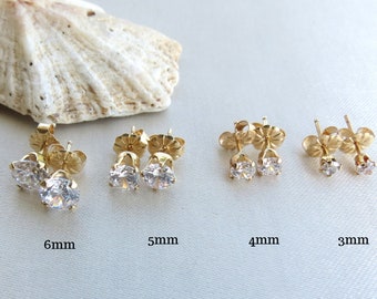 Swarovski stud earrings, 3mm, 4mm, Zirconia studs, Clear crystal posts, Classic stud earrings, Dainty studs, Gold Studs, Silver Studs, Gift