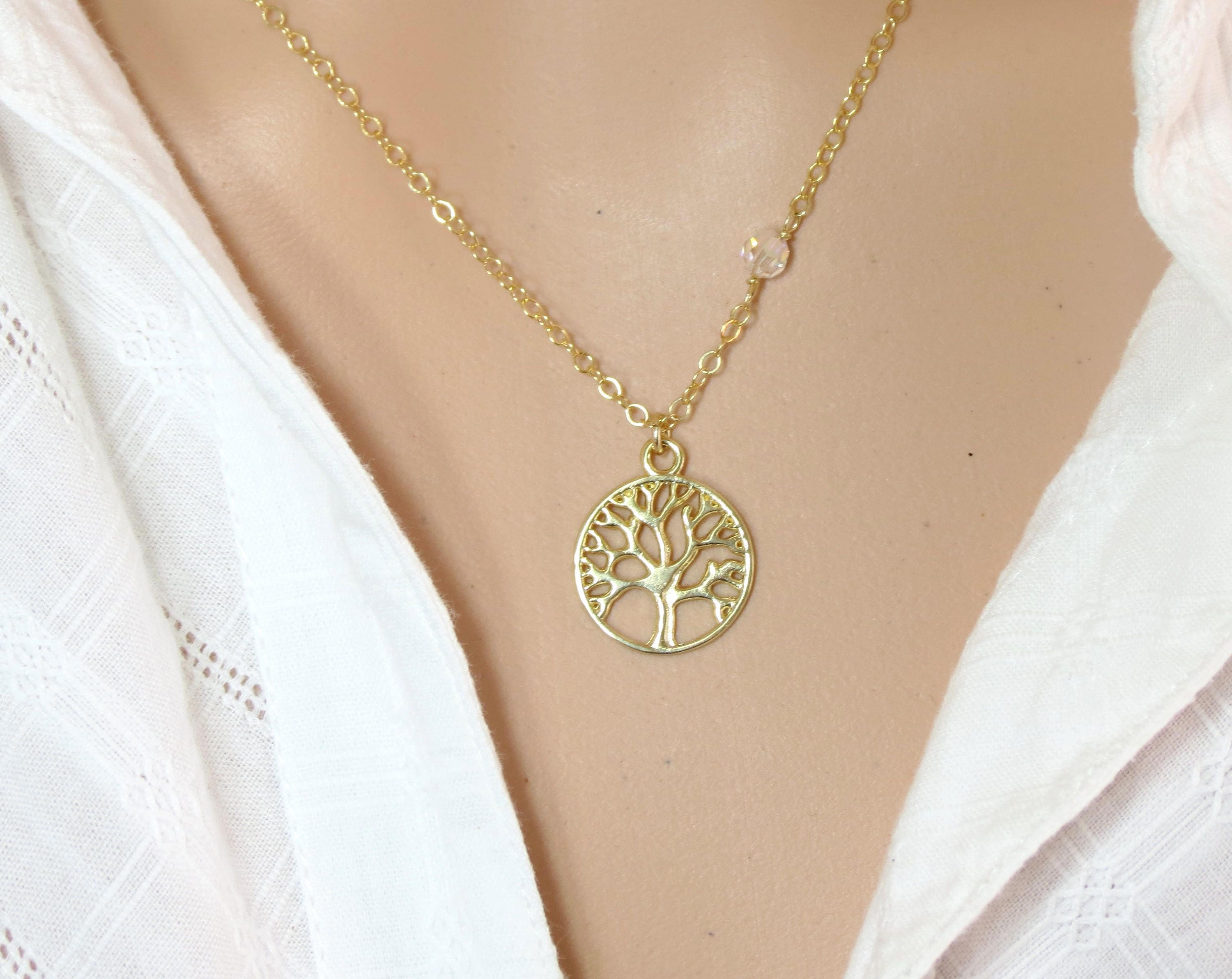 Tree of Life Necklace 14kt Gold Filled Necklace Small Gold Etsy