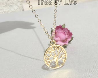 Tree of Life Necklace, 14kt Gold Filled Necklace, Small Gold Tree of life Pendant, Gold Tree Pendant, Gold Necklace, Gold Jewelry.