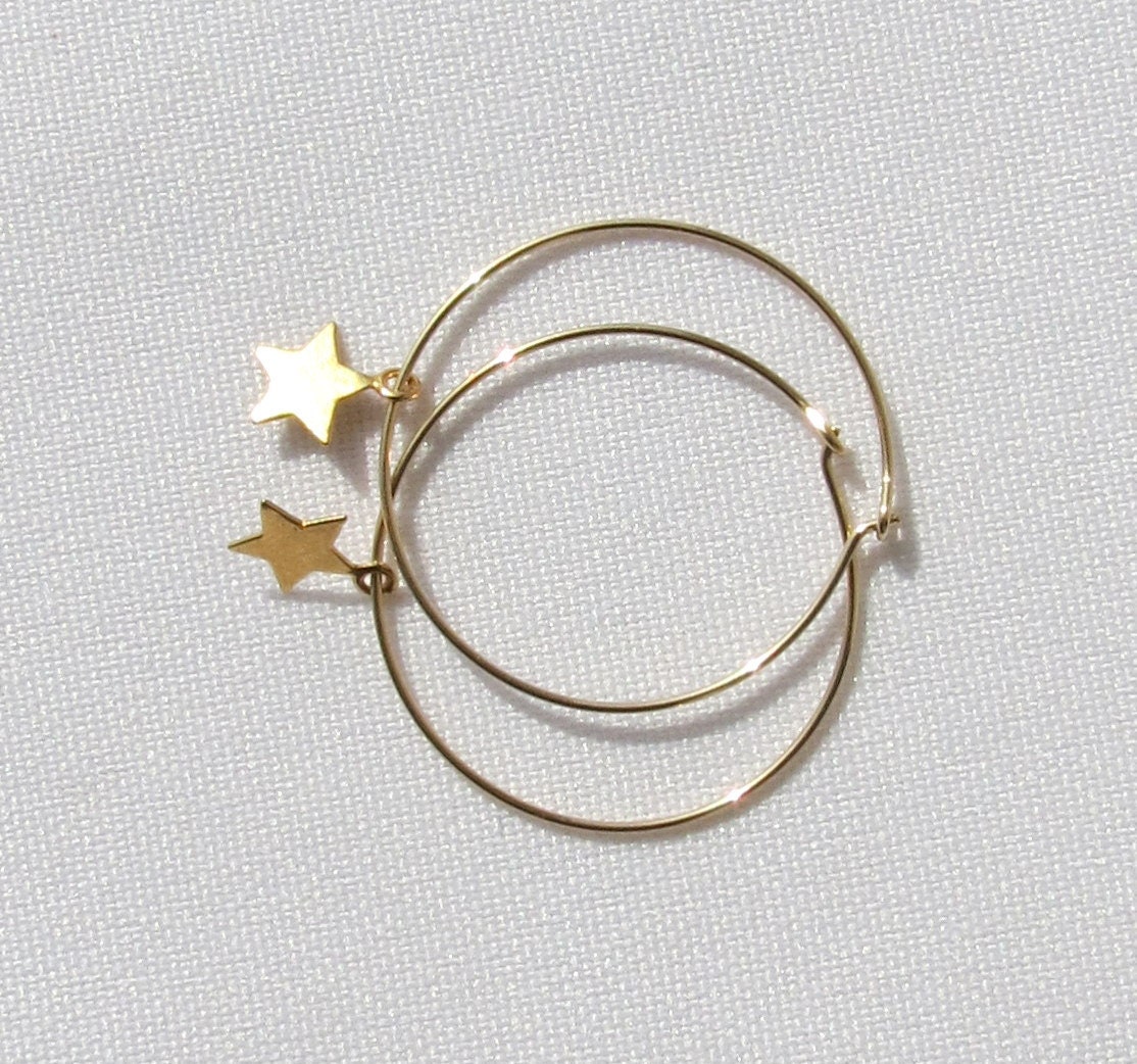 Star Earrings Star Hoop Earrings Gold Star Hoops Star | Etsy