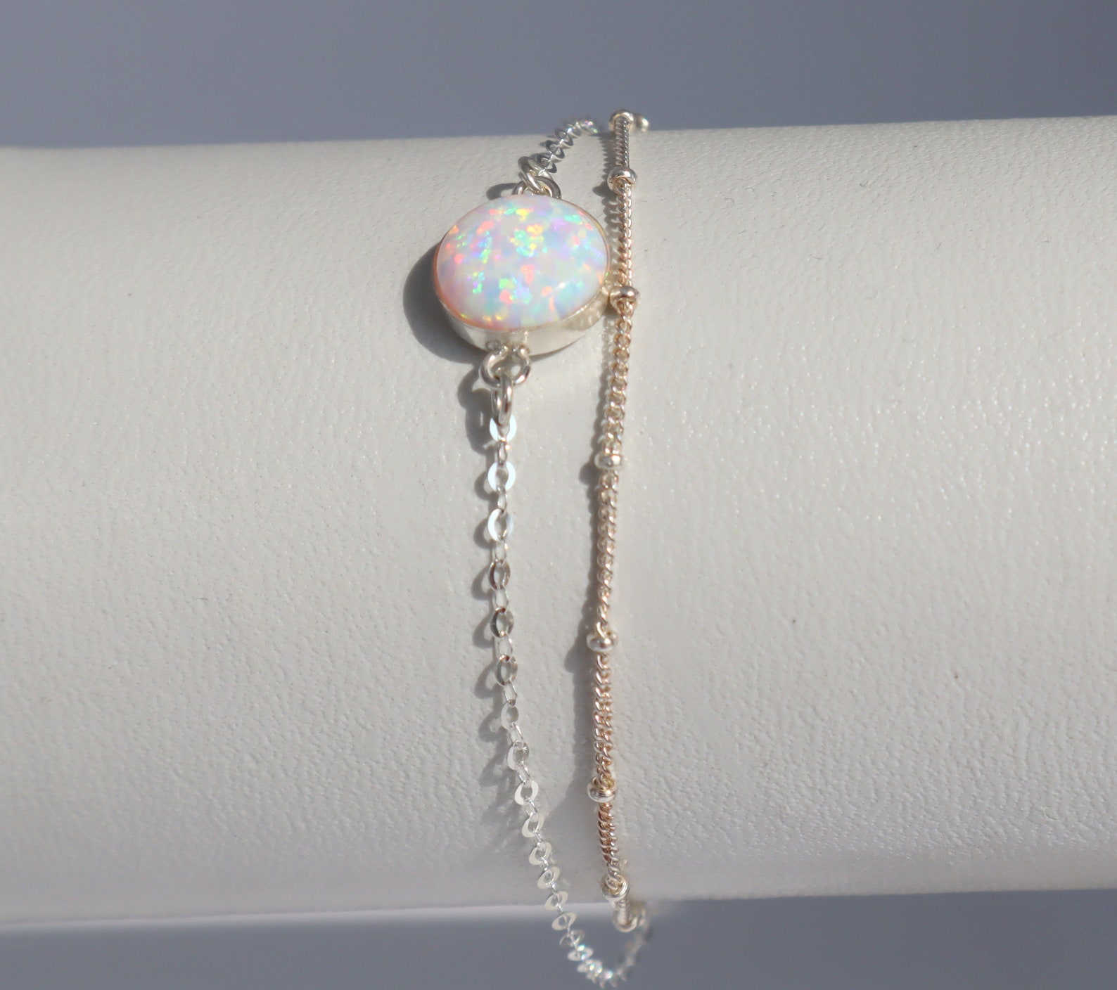 Elegant Golden Bracelet with White Opal main image 1