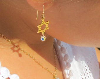 Star of David earrings, Star of David, Gold Star of David, Silver Star of David, Jewish Star earrings, Magen David Charm, Jewish girl gift,