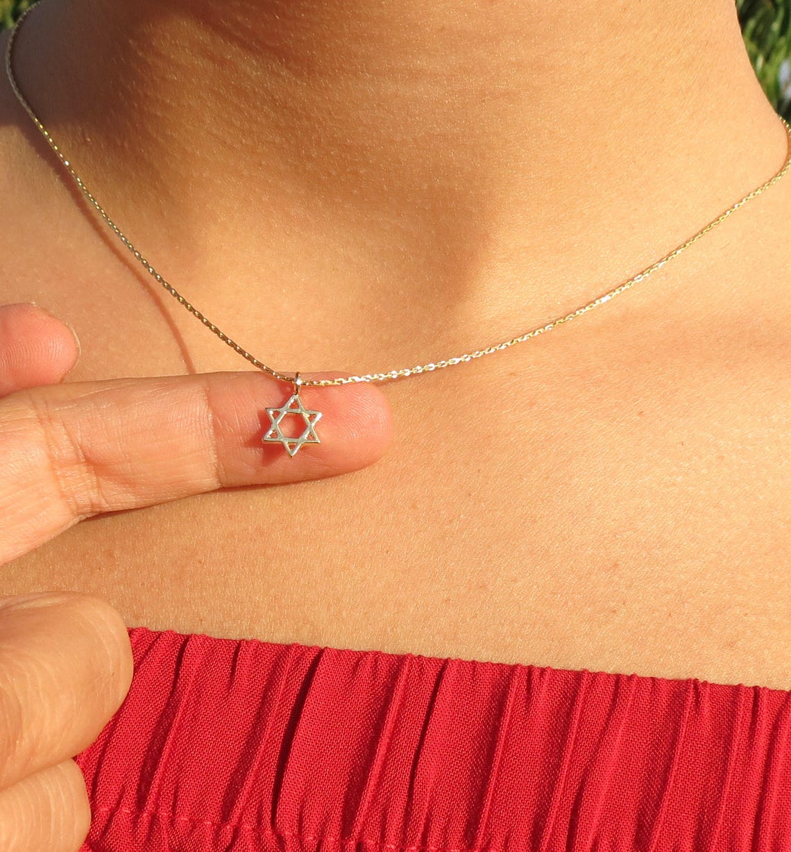 Tiny star of david necklace Clearance