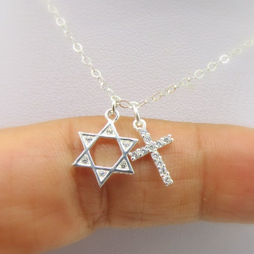 Cross Necklace Cross With David Star 