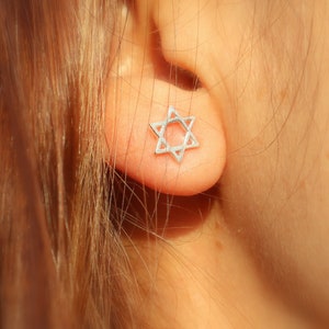 Star of David Earrings, Star of David Stud Earrings, Sterling Silver Star of David Studs, Small Magen David Stud Earrings, Judaica Jewelry.