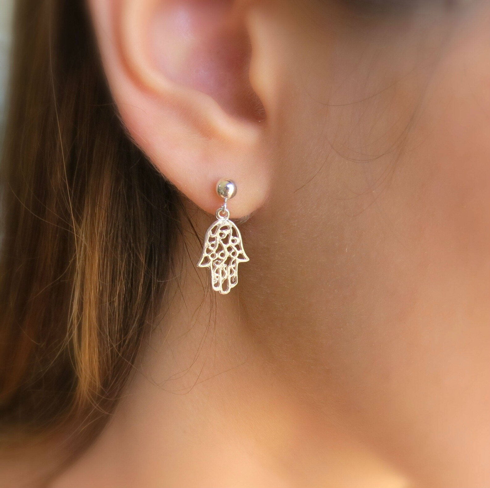 Hamsa Earrings Gold Hamsa Stud Earrings Evil Eye Etsy