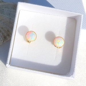 OPAL Stud Earrings, White Opal, Gemstone Earrings, Dainty Opal Earrings, Stud Earring, Goldfilled Stud Earrings, Classic Opal Studs, Gift.