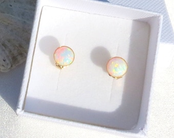 OPAL Stud Earrings, White Opal, Gemstone Earrings, Dainty Opal Earrings, Stud Earring, Goldfilled Stud Earrings, Classic Opal Studs, Gift.