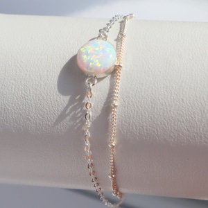 White Opal Bracelet, Gold Filled Opal Bracelet, Sterling Silver Opal Bracelet, Opal Jewelry, Opal Charm, White Pendant, Gold Jewelry, Gift