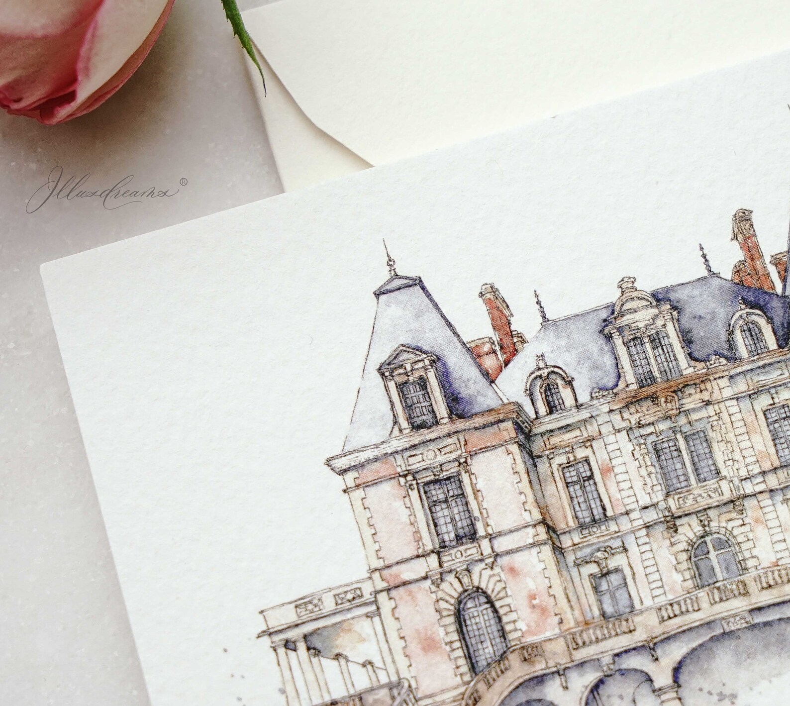 Custom Wedding Venue/building/house/chapel in Watercolor & Ink ...