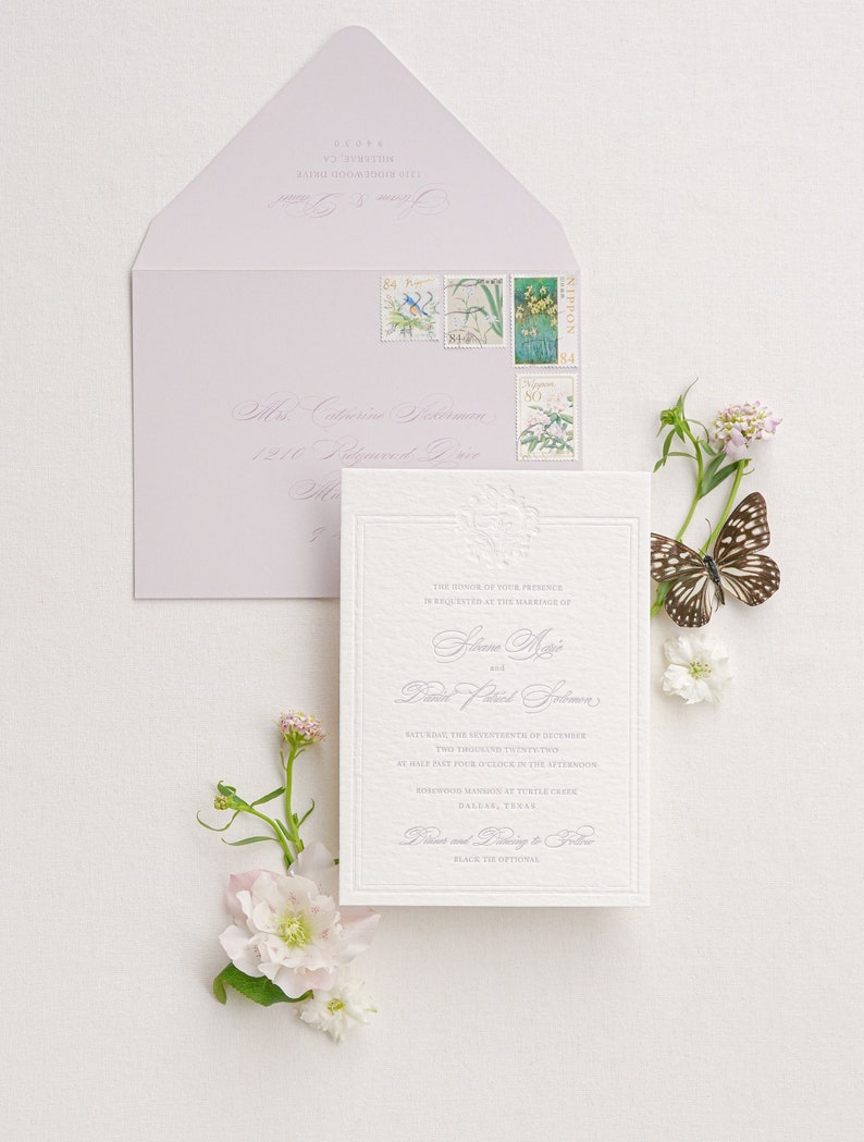 The Elaina Suite, Letterpress Wedding Invitation in Watercolor Style, Menu/Itinerary Laser-cut pocket, Vellum, Digital Printing Deposit image 4