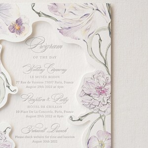 The Elaina Suite, Letterpress Wedding Invitation in Watercolor Style, Menu/Itinerary Laser-cut pocket, Vellum, Digital Printing Deposit Bild 2