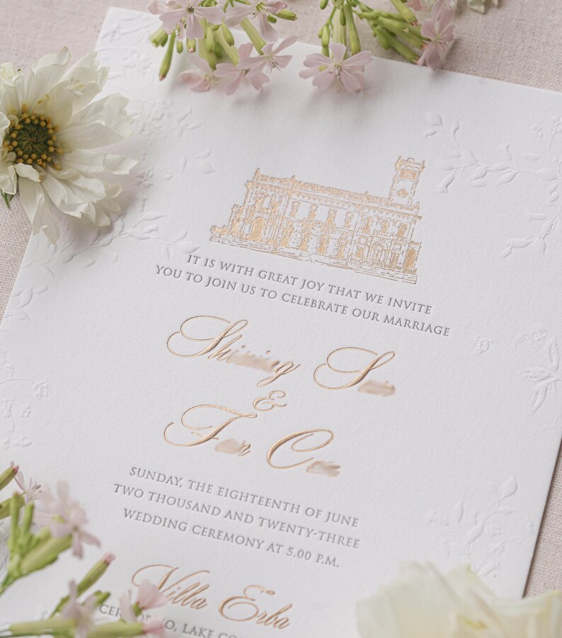 Lake Como Wedding Invitation, 3D Foil, Letterpress, Embossing, Vellum ...