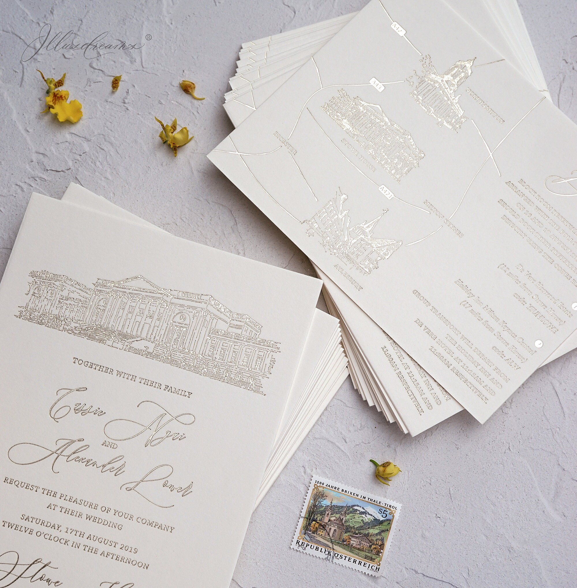 Foil Press Printing Wedding Invitation Suite Save the Date Etsy