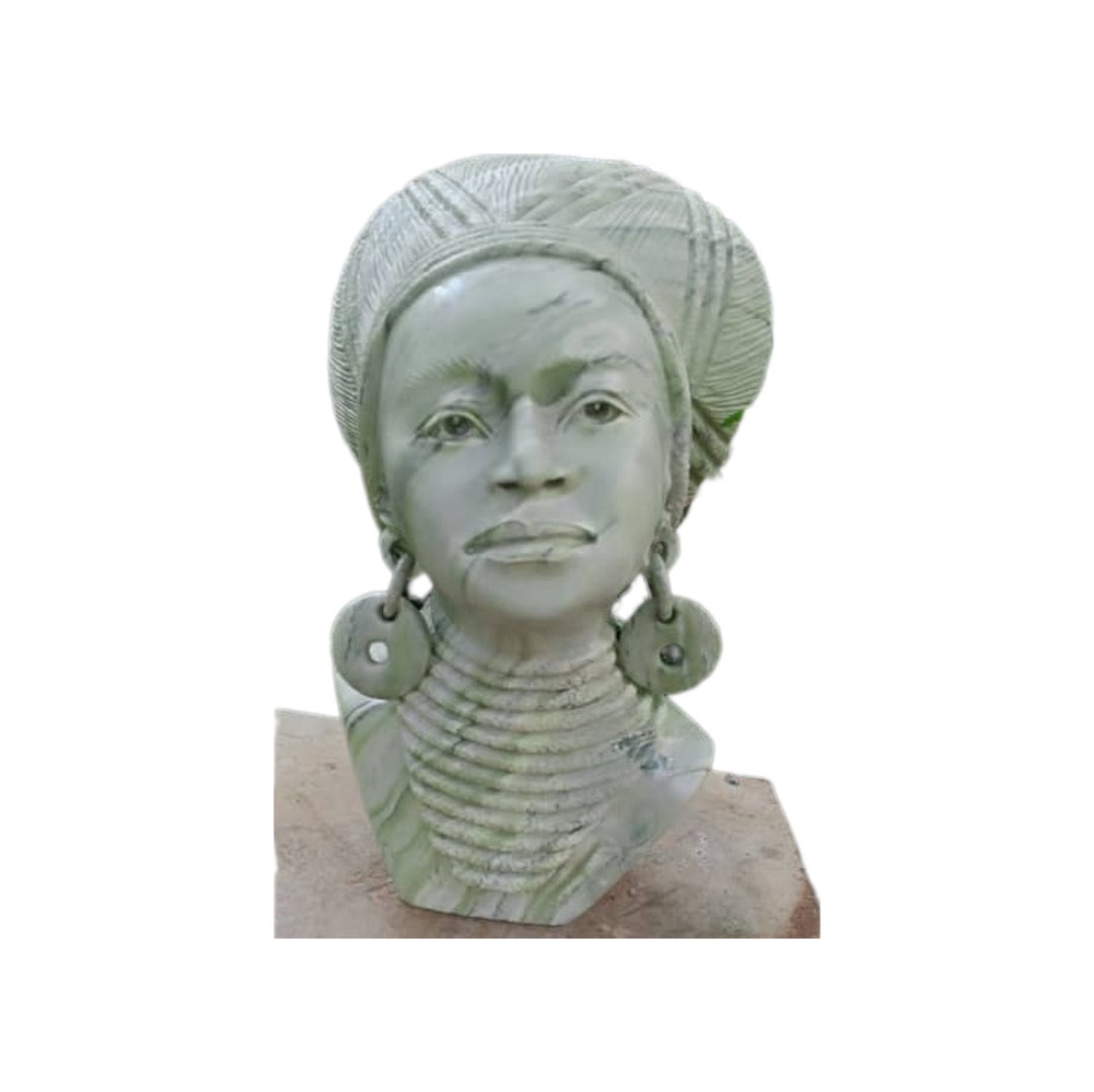 SHONA STONE SCULPTURE Lady Bust Statue Female Head Bust Etsy