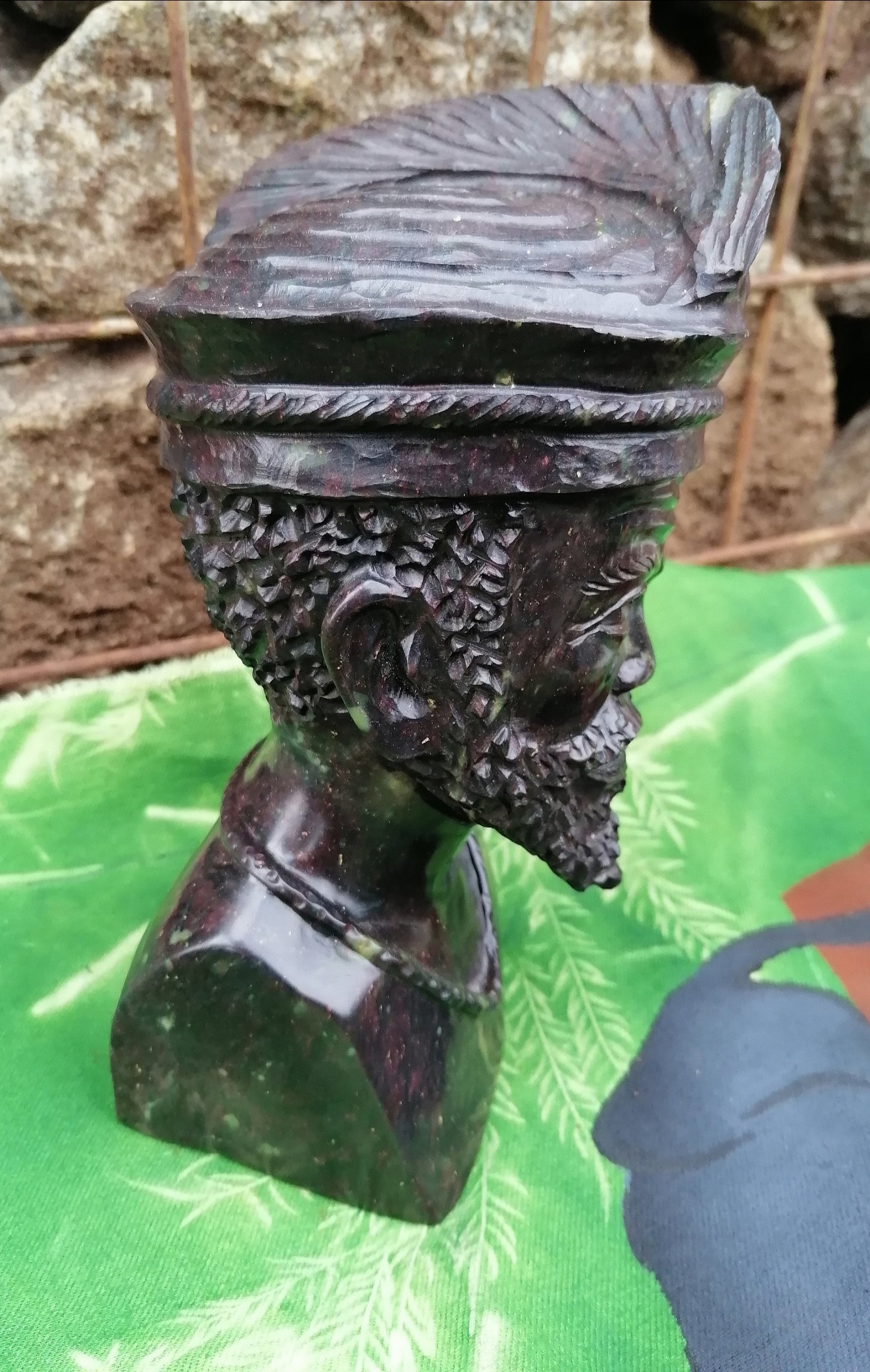 African Bust Statue Cobalt Stone Shona Sculpture African Etsy