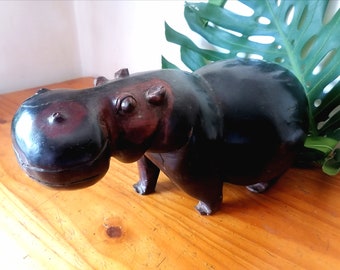 18.497 lbs, Large Vintage Hippo statue, hippo wooden sculpture, indoor sculpture,  hippo gift, unique home décor, hippo ornament,