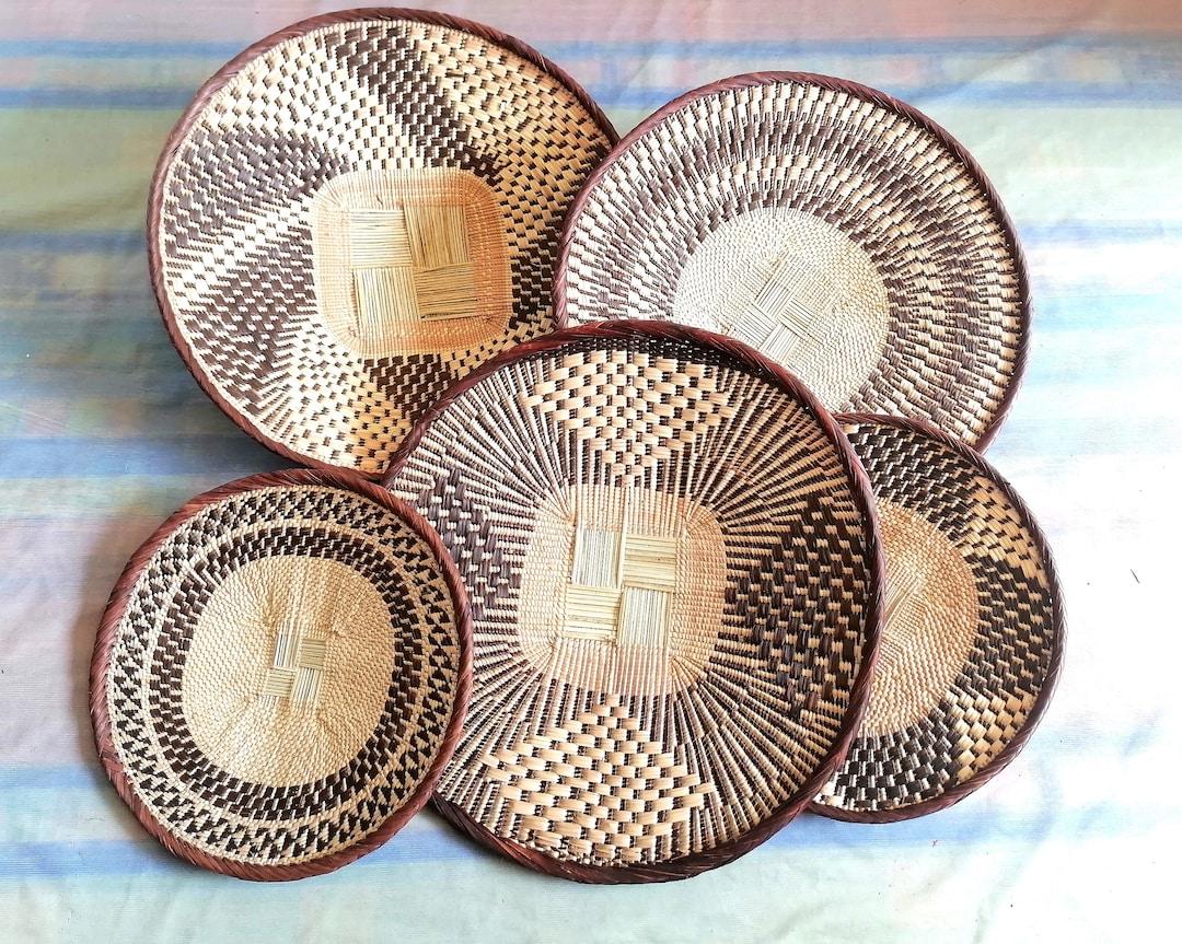 5 BINGA BASKET SET Coastal Décor Boho Style Wall Basket Etsy