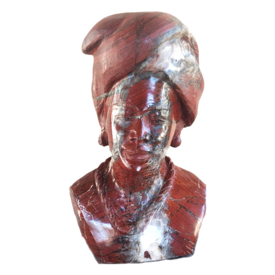 FEMALE BUST STATUE Shona Stone Sculpture Red Jasper With - Etsy