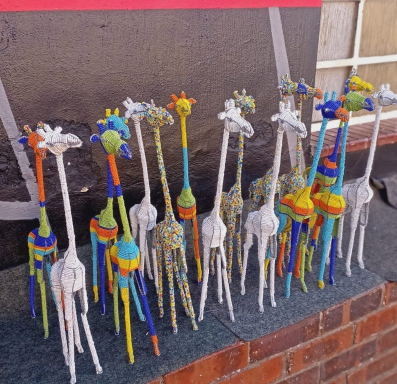 Beaded Giraffes Boho Chic animal Figurines, African Beaded Animals