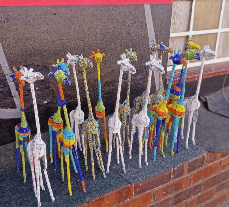 Beaded Giraffes Boho Chic animal Figurines, African Beaded Animals