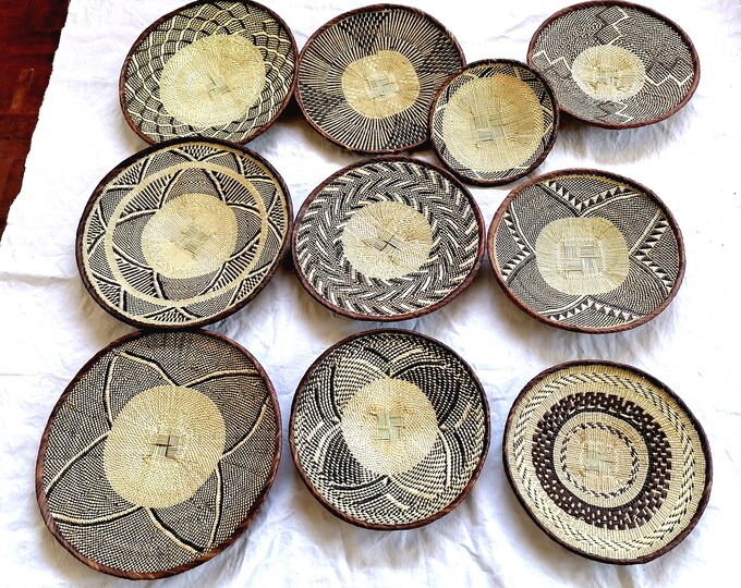 10 Binga Baskets, Wall Basket Set, Wall Hanging, Wall Decor Baskets