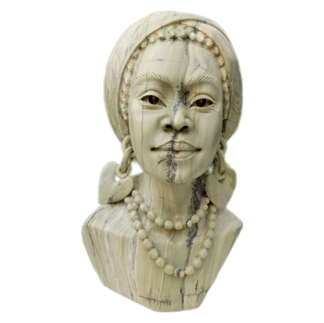 SHONA STONE SCULPTURE Lady Bust Statue Female Head Bust Etsy