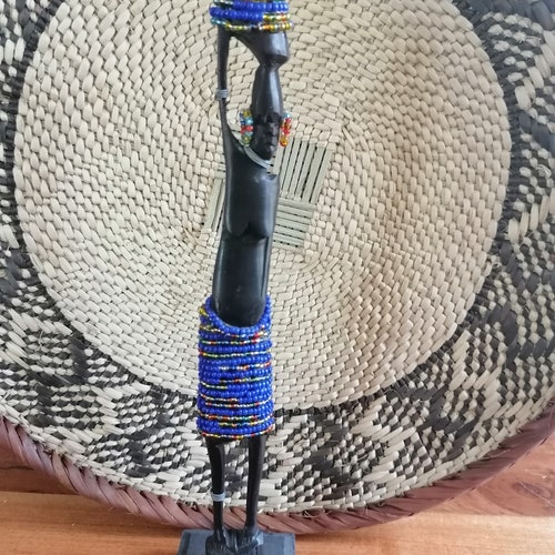 Home decor set, gift tonga basket plus, african figurines decor, figurines shelf, set shops beaded doll, wall baskets decor