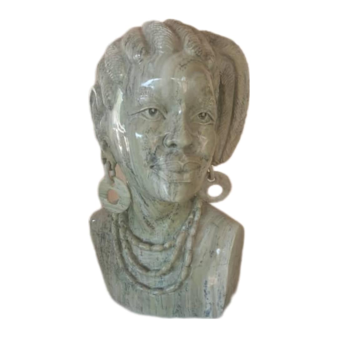 SHONA STONE SCULPTURE Lady Bust Statue Female Head Bust Etsy