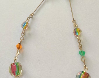 Vintage colourful Czech glass bead necklace