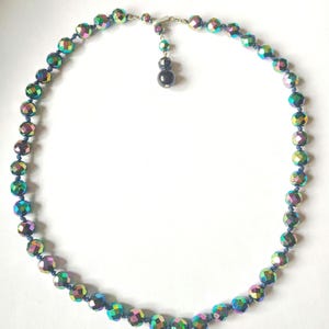 Vintage aurora borealis glass bead necklace