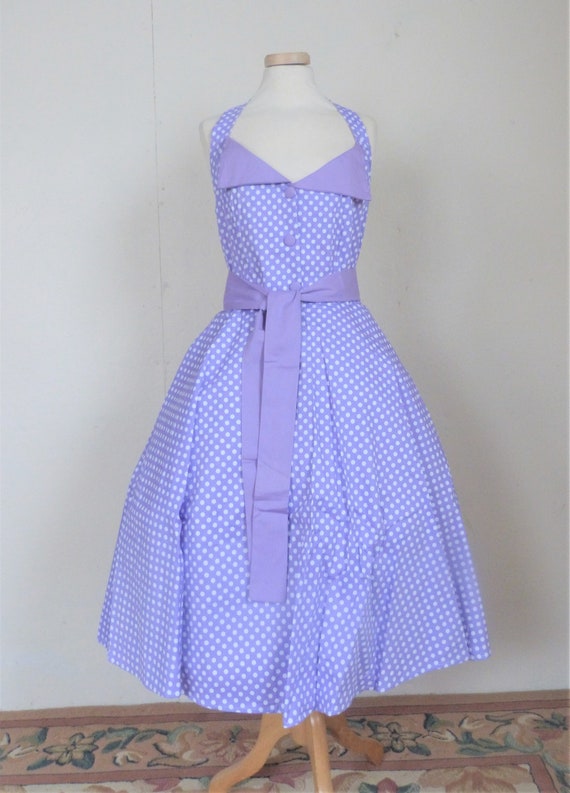 mauve polka dot dress