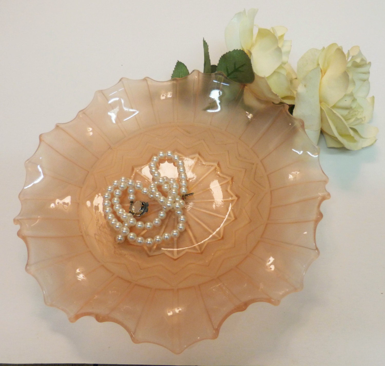 Delicate Pink FlutedEdge Glass Plate or Shallow Dish Etsy