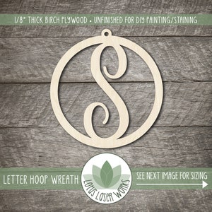 Wood Letter Cutout For DIY Crafting Supplies, Wood Monogram Wall Decor, Personalized Wood Letter Christmas Ornament, Unfinished Wood Letter