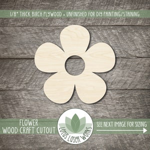 Wood Flower Shape, Wooden Spring Themed Cutouts For DIY Craft Projects, Painting Blanks