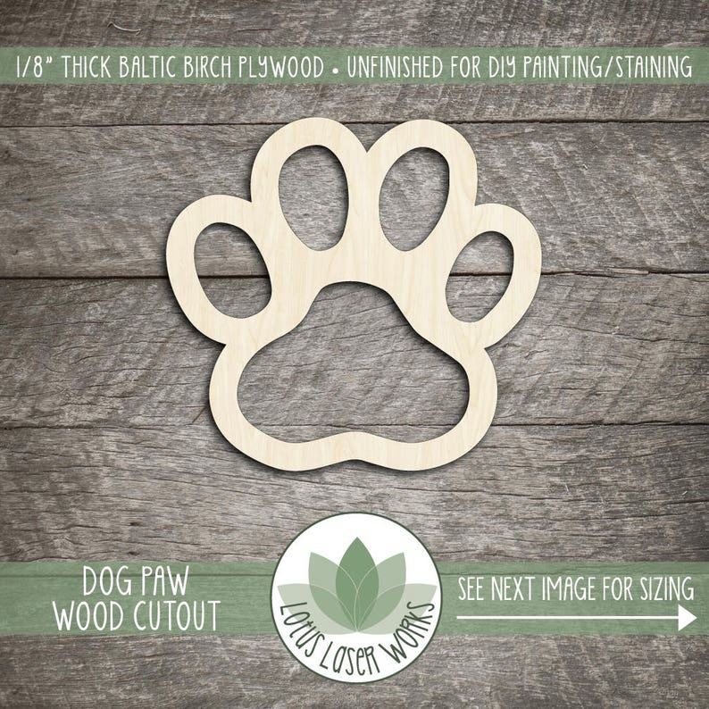 Paw Print Laser Cut Wood Shape Dog Wooden Out