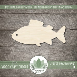 Wood Fish Cutout, Unfinished Wooden Craft Shapes, Laser Cut Blanks