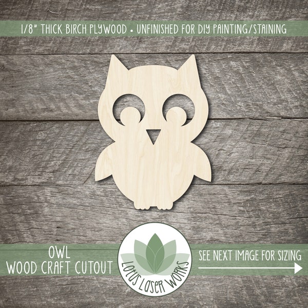 Wood Owl Craft Cutout, Unfinished Wooden Painting Blanks, Laser Cut Shapes